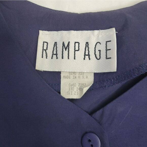 VINTAGE 90s navy blue flutter sleeve button up flowy corset back romper S - Picture 6 of 10